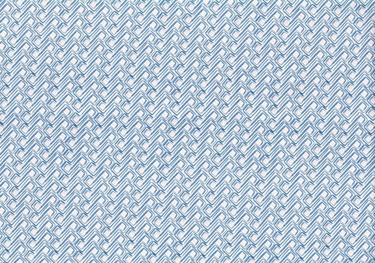 4 Yds Designer Fabric Blue White Blush Cotton Print  Drapery Upholstery 