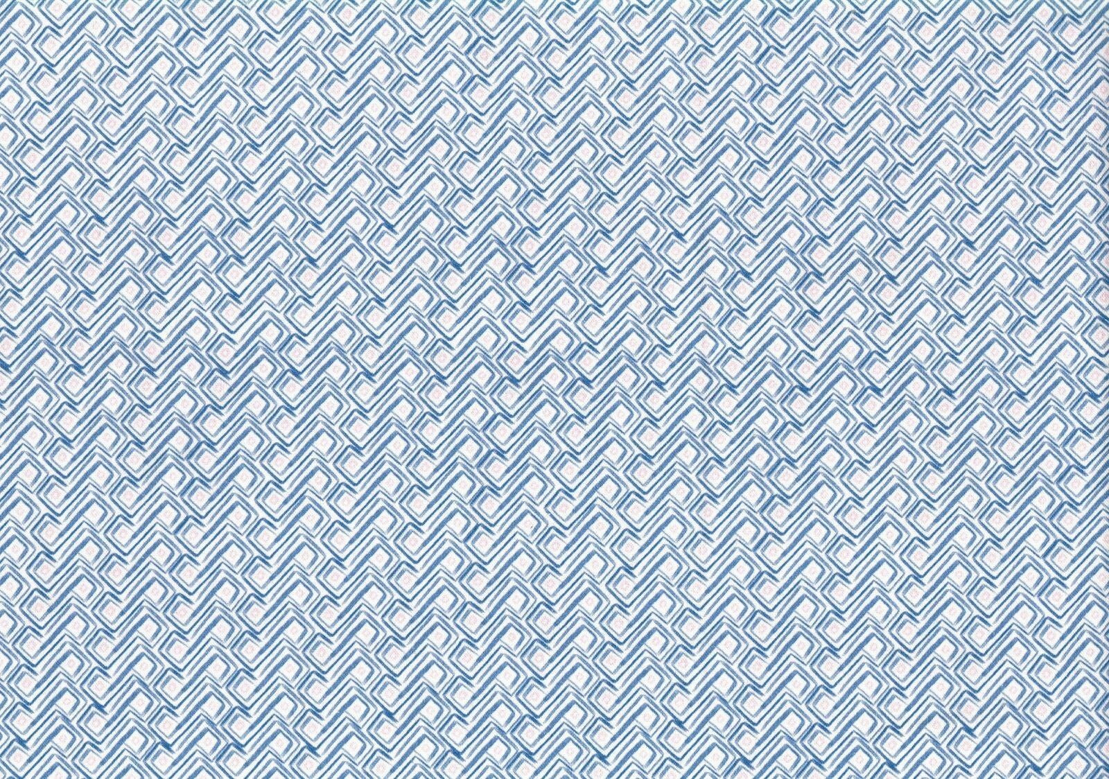 4 Yds Designer Fabric Blue White Blush Cotton Print  Drapery Upholstery 