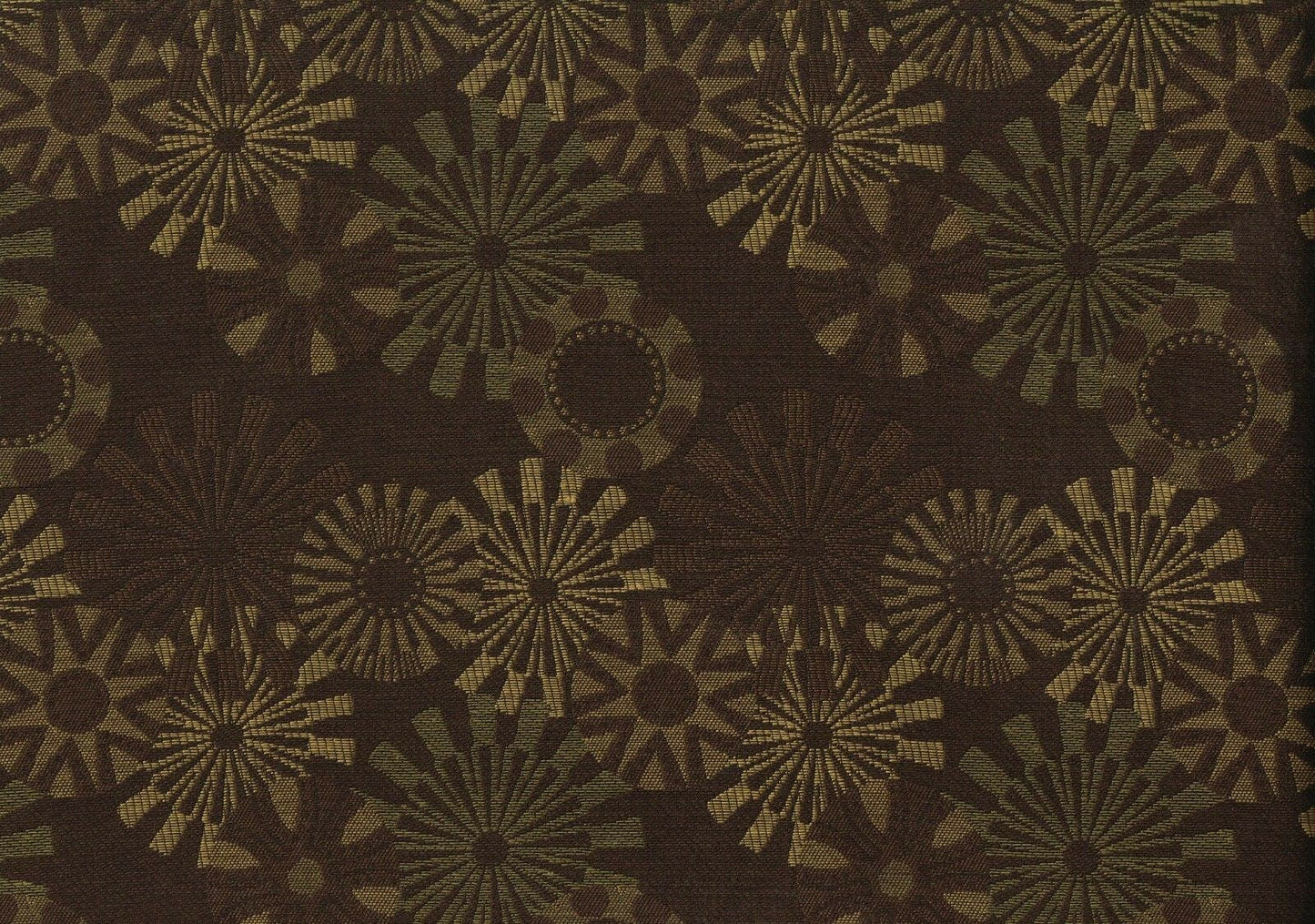 Designer Fabric Brown Gold Geometric  Drapery Upholstery 