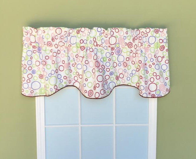 Custom Made  Window Topper White Burgundy Green Purjple Corded Cotton Circles 