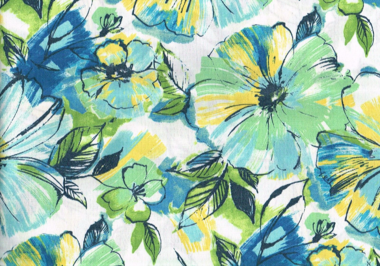 5 Yds Mill Creek Fabric  Blue Gold Green  Indoor/Outdoor  Drapery Upholstery