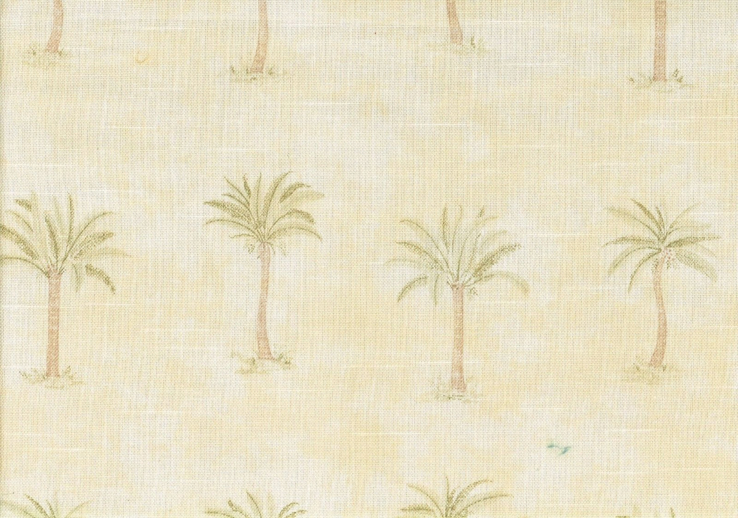 Designer Fabric Palms Trees Maize Green Brown  Cotton  Drapery Upholstery 