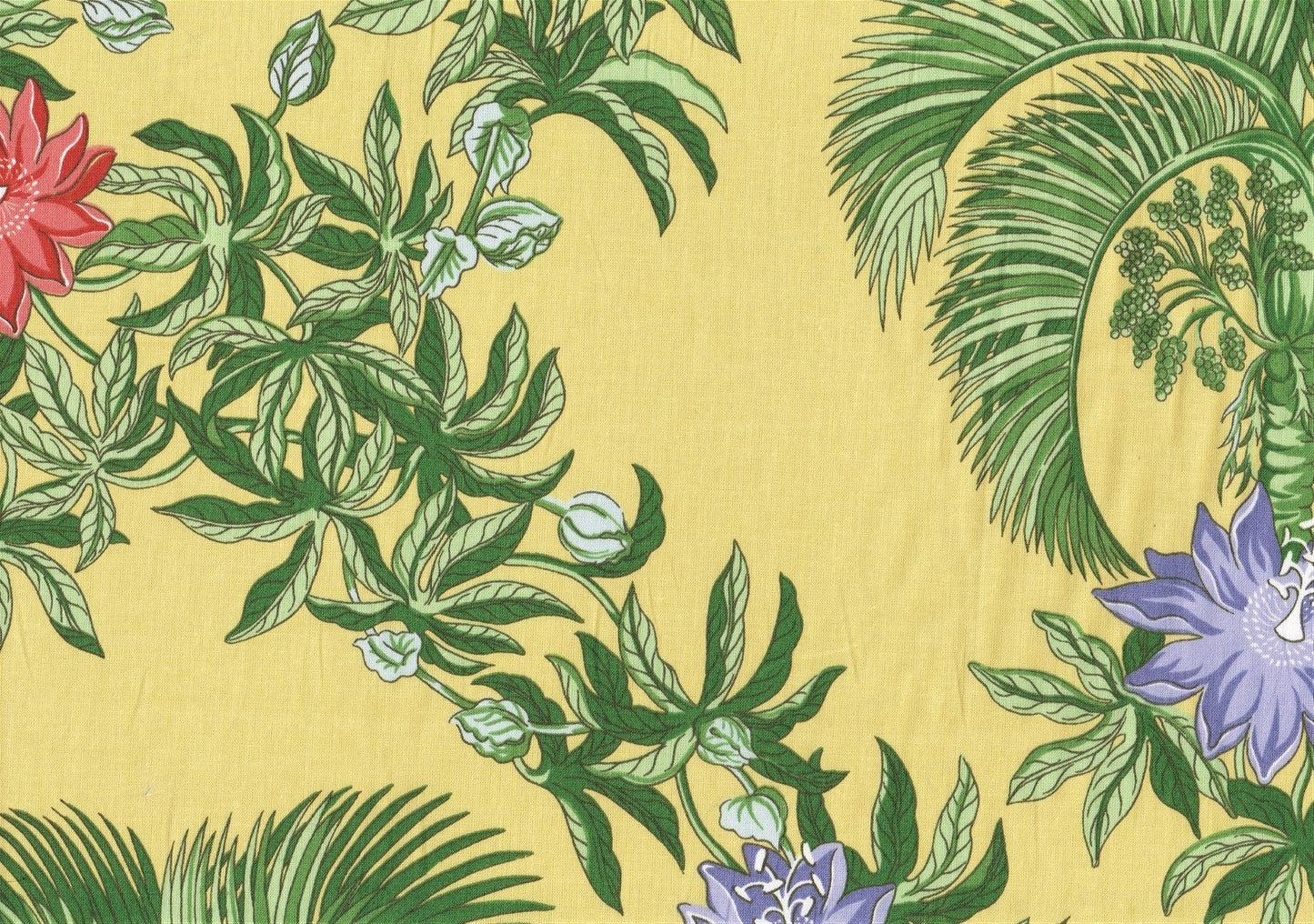 Altizer Fabrics Caribbean Yellow Green Lavender Rose  Cotton Drapery Upholstery 