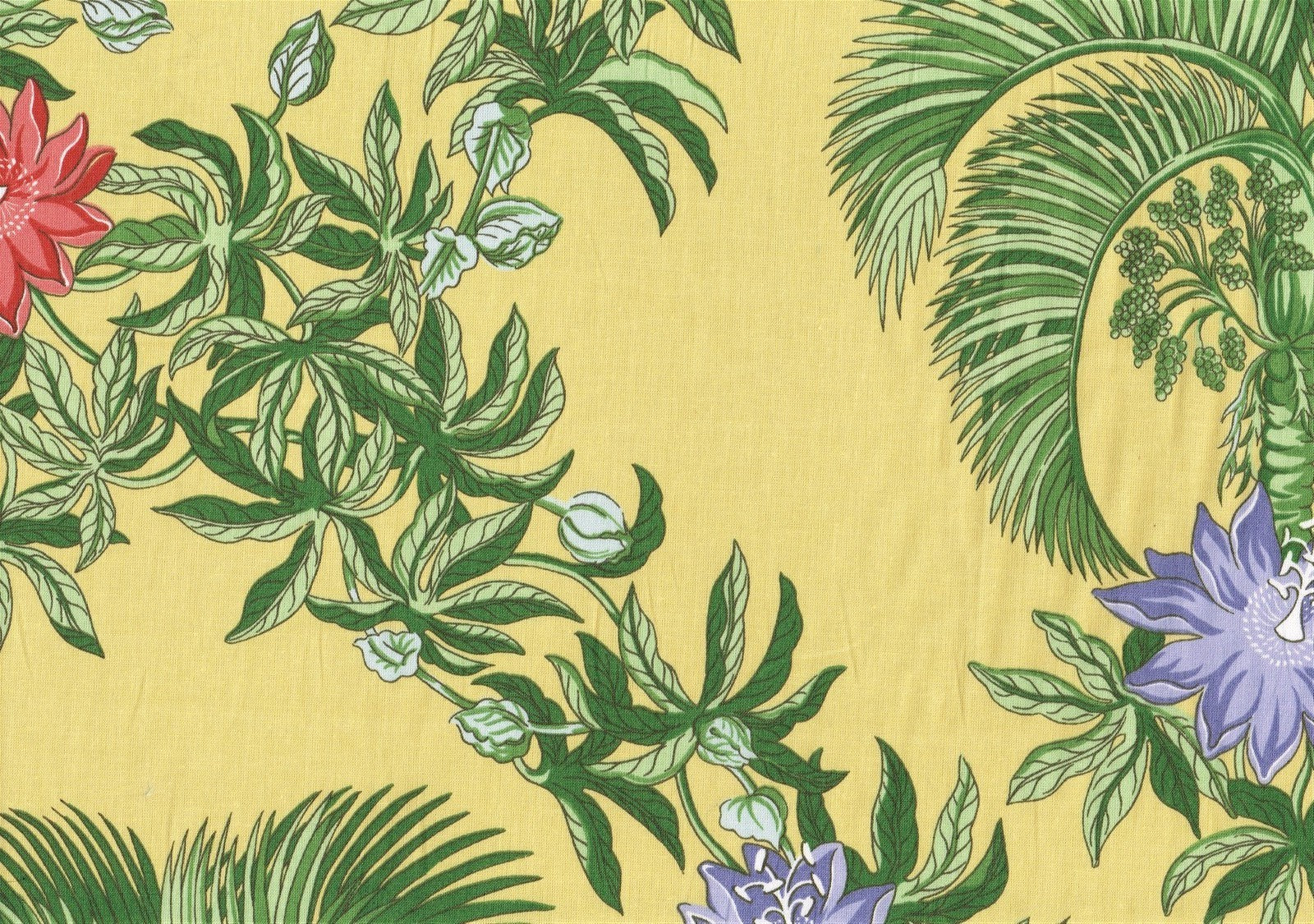 Altizer Fabrics Caribbean Yellow Green Lavender Rose  Cotton Drapery Upholstery 