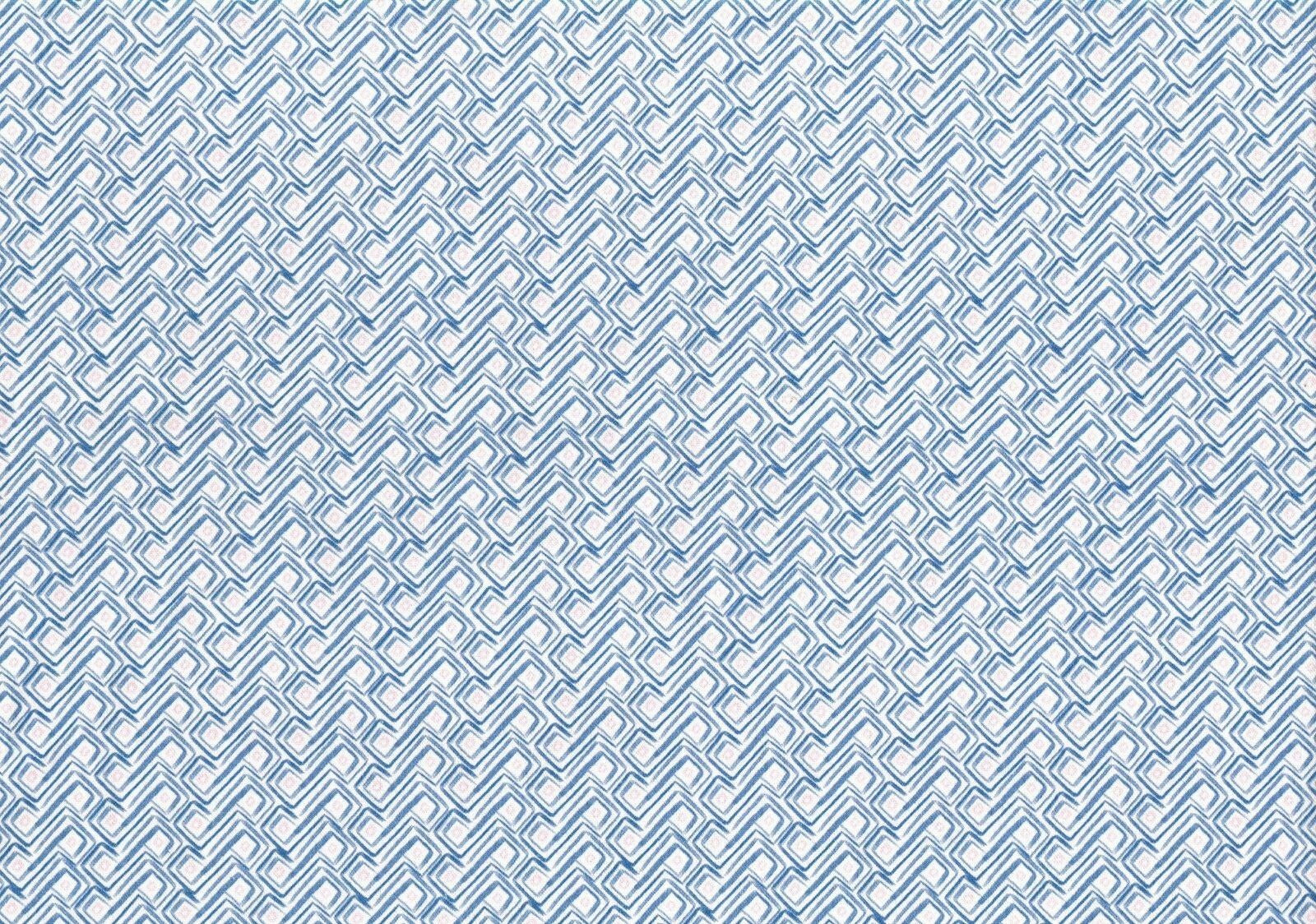 4 Yds Designer Fabric Blue White Blush Cotton Print  Drapery Upholstery 