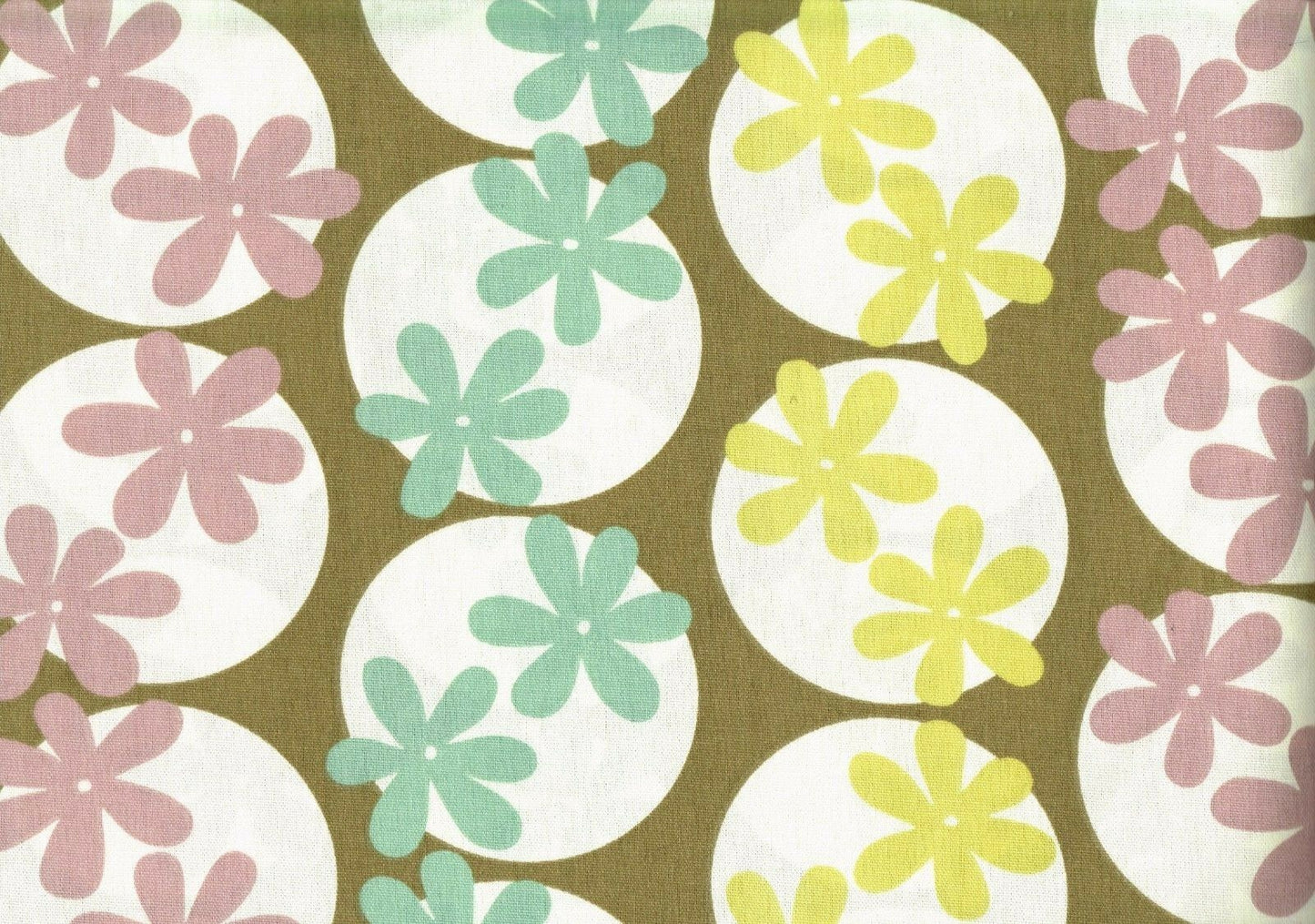 6 Yds PKaufmann Fabric Lavender Aqua Gold Brown Cotton Print Drapery Upholstery 