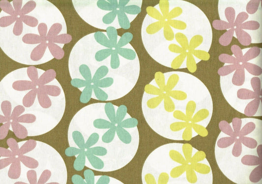 6 Yds PKaufmann Fabric Lavender Aqua Gold Brown Cotton Print Drapery Upholstery 