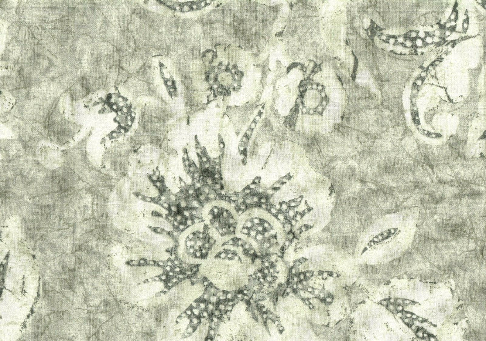 5 Yards Kravet Fabric Gray Black Cream  Cotton Print Drapery Upholstery