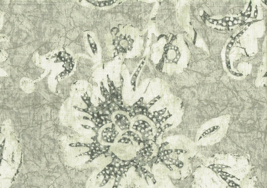 5 Yards Kravet Fabric Gray Black Cream  Cotton Print Drapery Upholstery