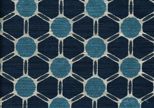 6 Yds Tommy Bahama Fabric Aqua Navy Acrylic Woven Upholstery