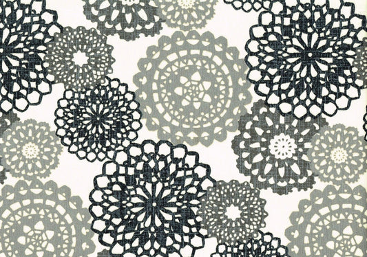 Waverly Fabric Rare Jewels Noir  Silver Black Oyster Cotton  Drapery Upholstery 
