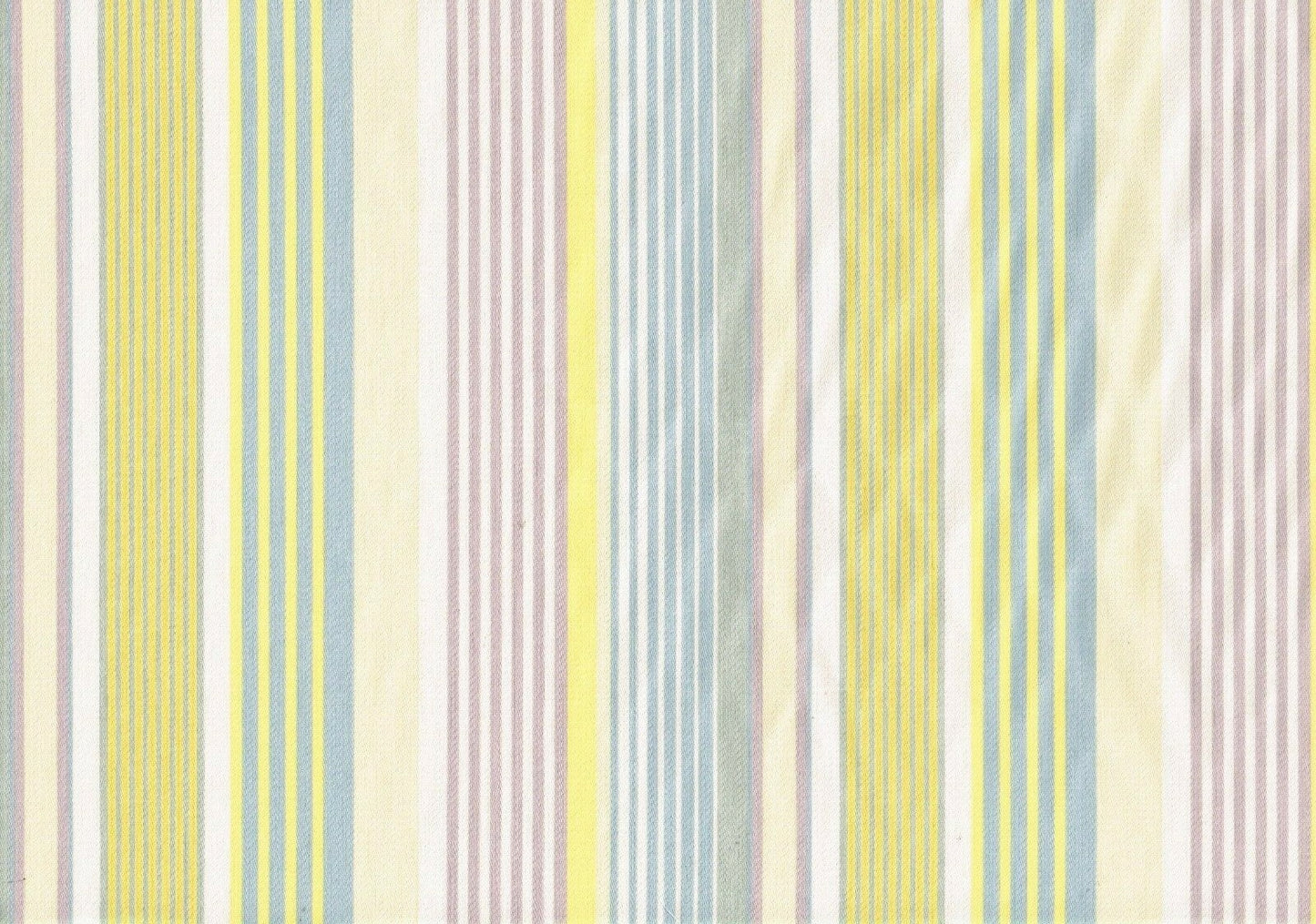 Paula Cie Designs Blue Yellow Lavender Stripe  Cotton Drapery Upholstery