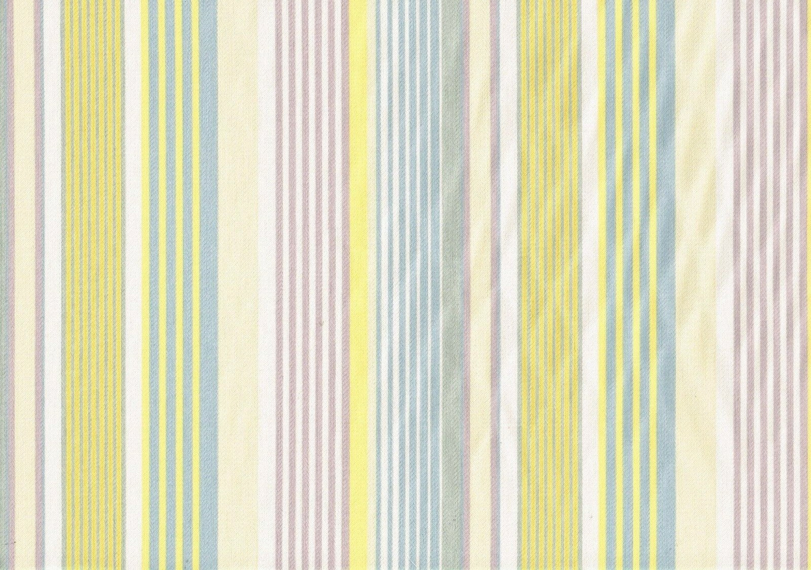 Paula Cie Designs Blue Yellow Lavender Stripe  Cotton Drapery Upholstery