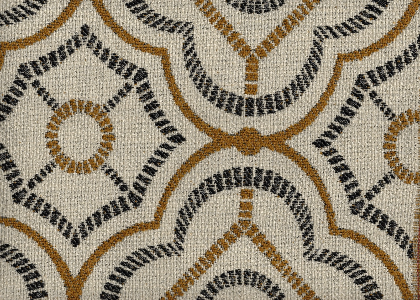 Designer Fabric Beige Navy Gold Geometric  Upholstery