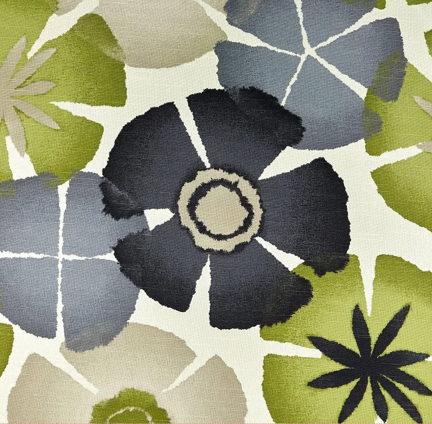 3.75 Yds Robert Allen Fabric Pure Petals Graystone Cotton Drapery Upholstery