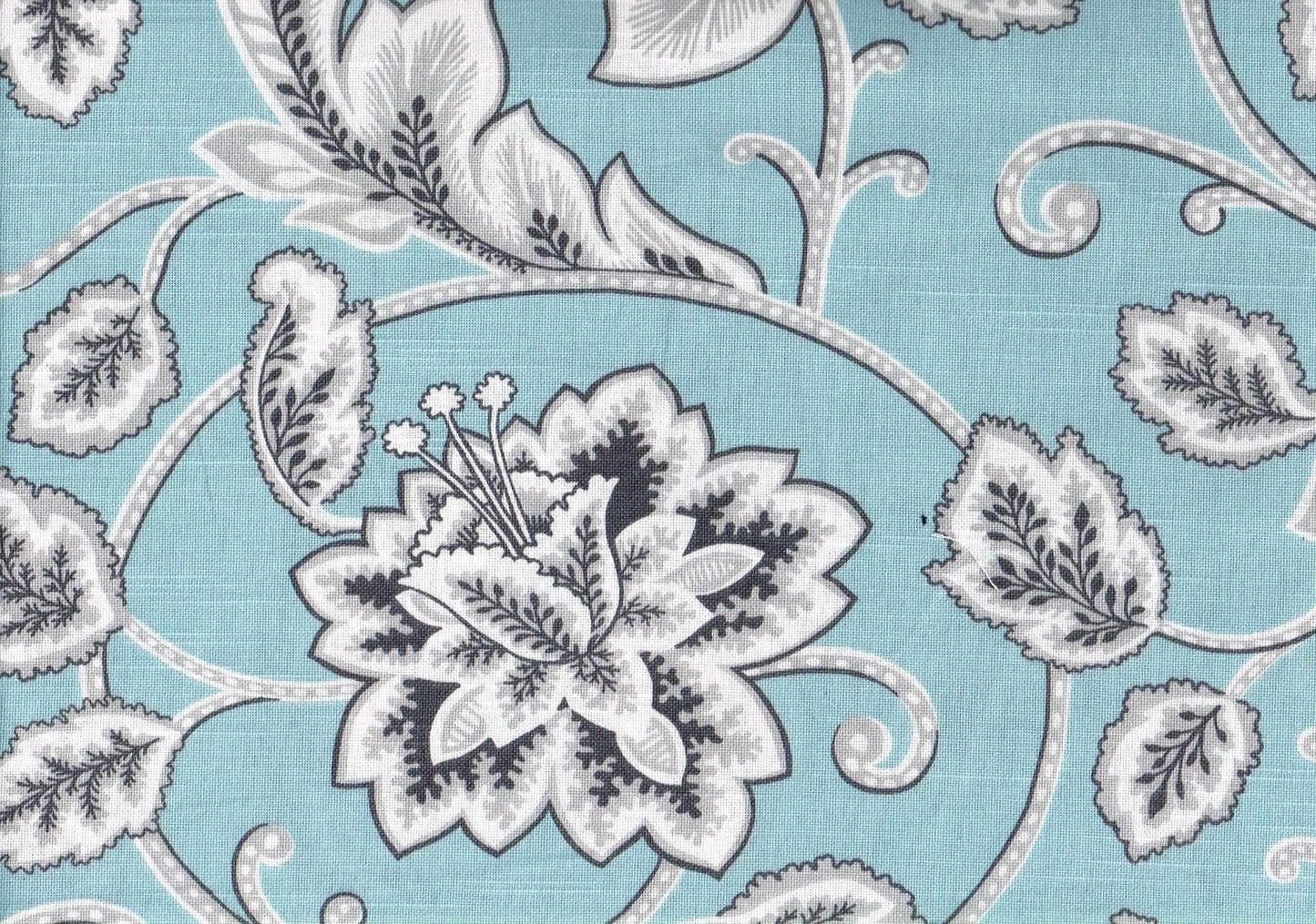 Duralee Fabric McGivern  Seafoam  Black White Cotton  Drapery Upholstery