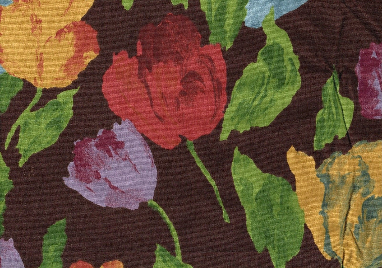 Ameritex Fabric Brown Blue Red Lavender Floral Cotton Drapery Upholstery 