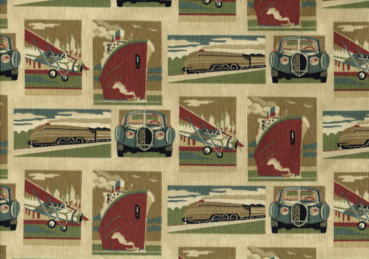 Waverly Fabric Planes Trains and Automobiles Drapery Upholstery