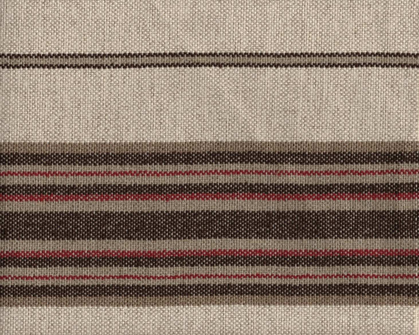 Designer Fabric Beige Brown Burgundy Stripe  Upholstery