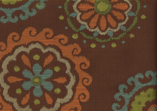 Richloom Fabric Arial Chocolate  Brown Aqua Green Cinnamon Upholstery 