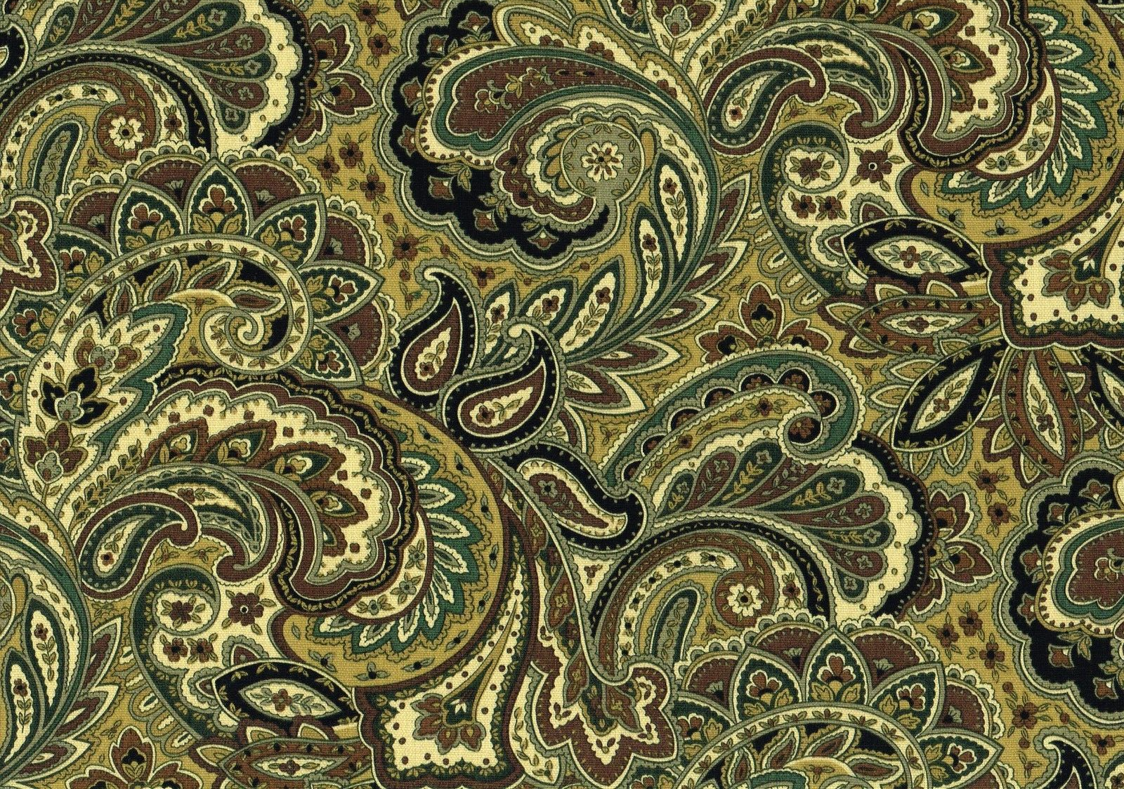 5 Yds Mill Creek Fabric Morelia Brown Gold  Paisley Cotton Drapery Upholstery