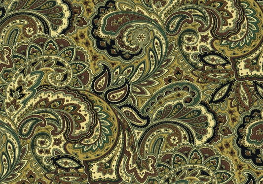 5 Yds Mill Creek Fabric Morelia Brown Gold  Paisley Cotton Drapery Upholstery