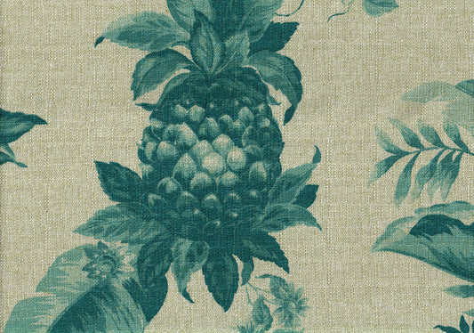 Bloomcraft Fabric Floral Teal Beige Drapery Upholstery