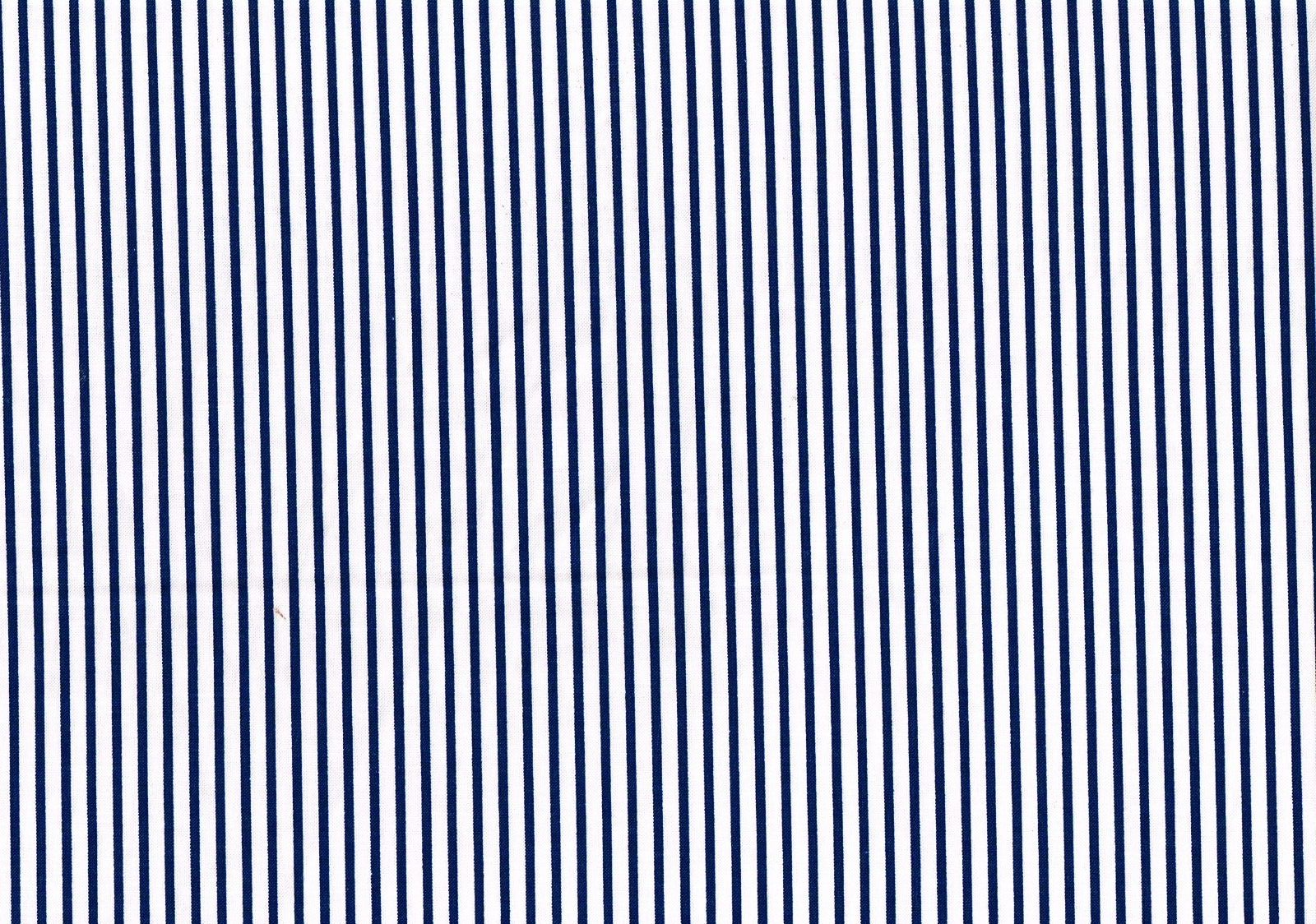 2 Yd Designer Fabric Navy White Cotton Stripe  Medium Weight  Drapery Upholstery