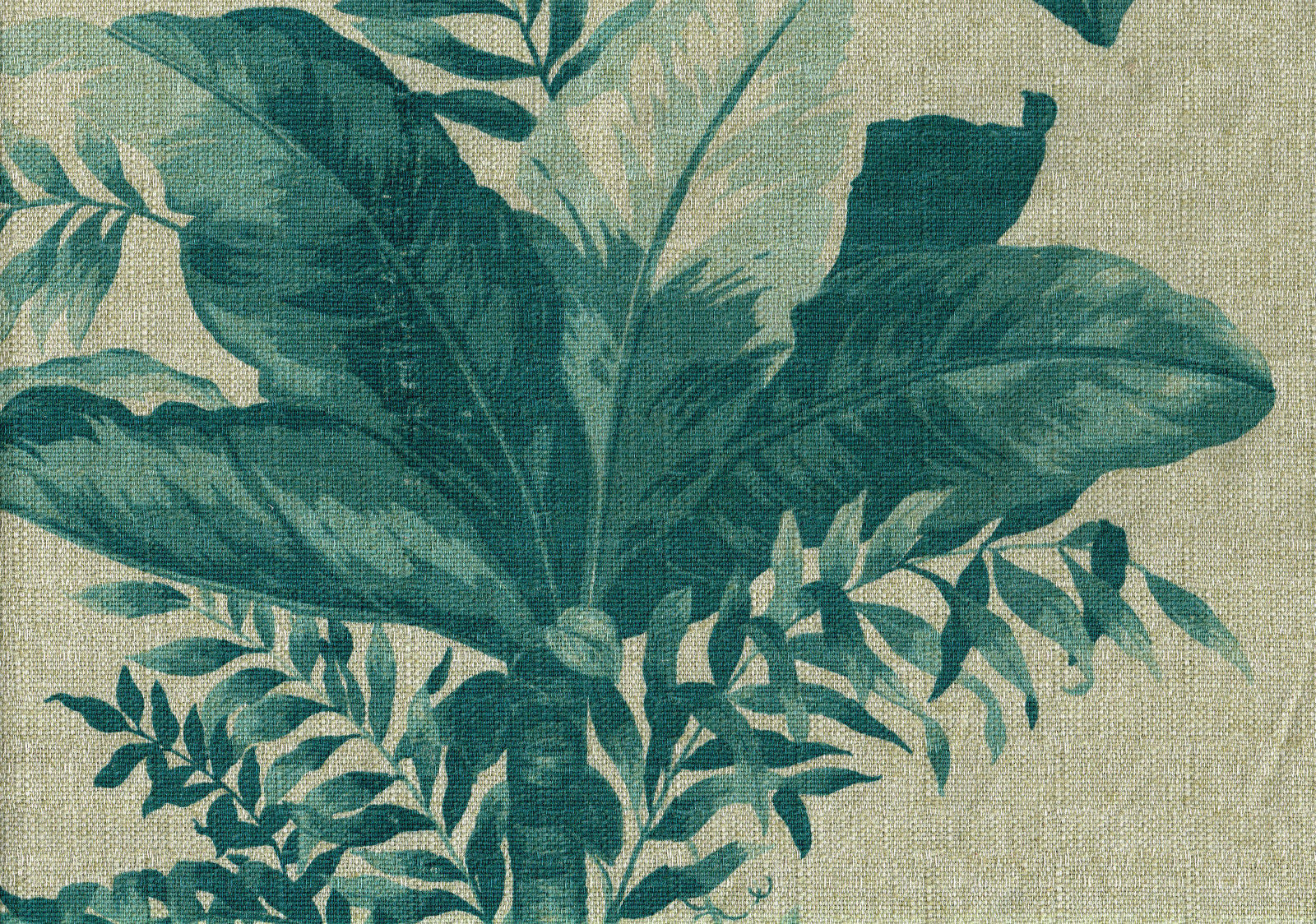 Bloomcraft Fabric Floral Teal Beige Drapery Upholstery