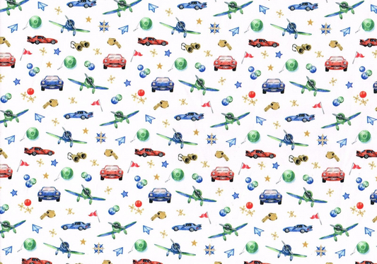 5 Yds Designer Fabric  Cars Medium Weight  Cotton Drapery Upholstery