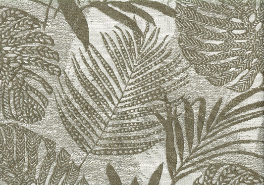 Belle Dura Fabric Beige Brown Ferns  Indoor/Outdoor Drapery Upholstery