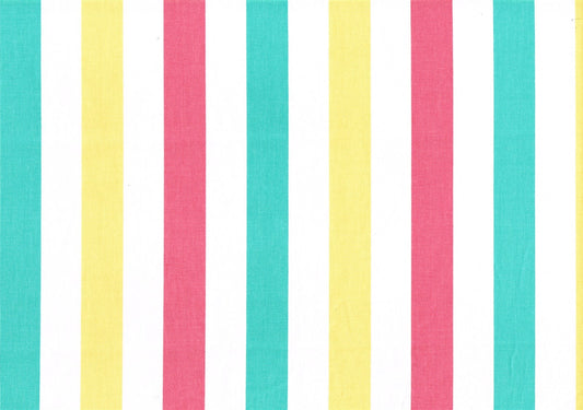 Bloomcraft Fabric Red Green Yellow White Stripe  Cotton Drapery 