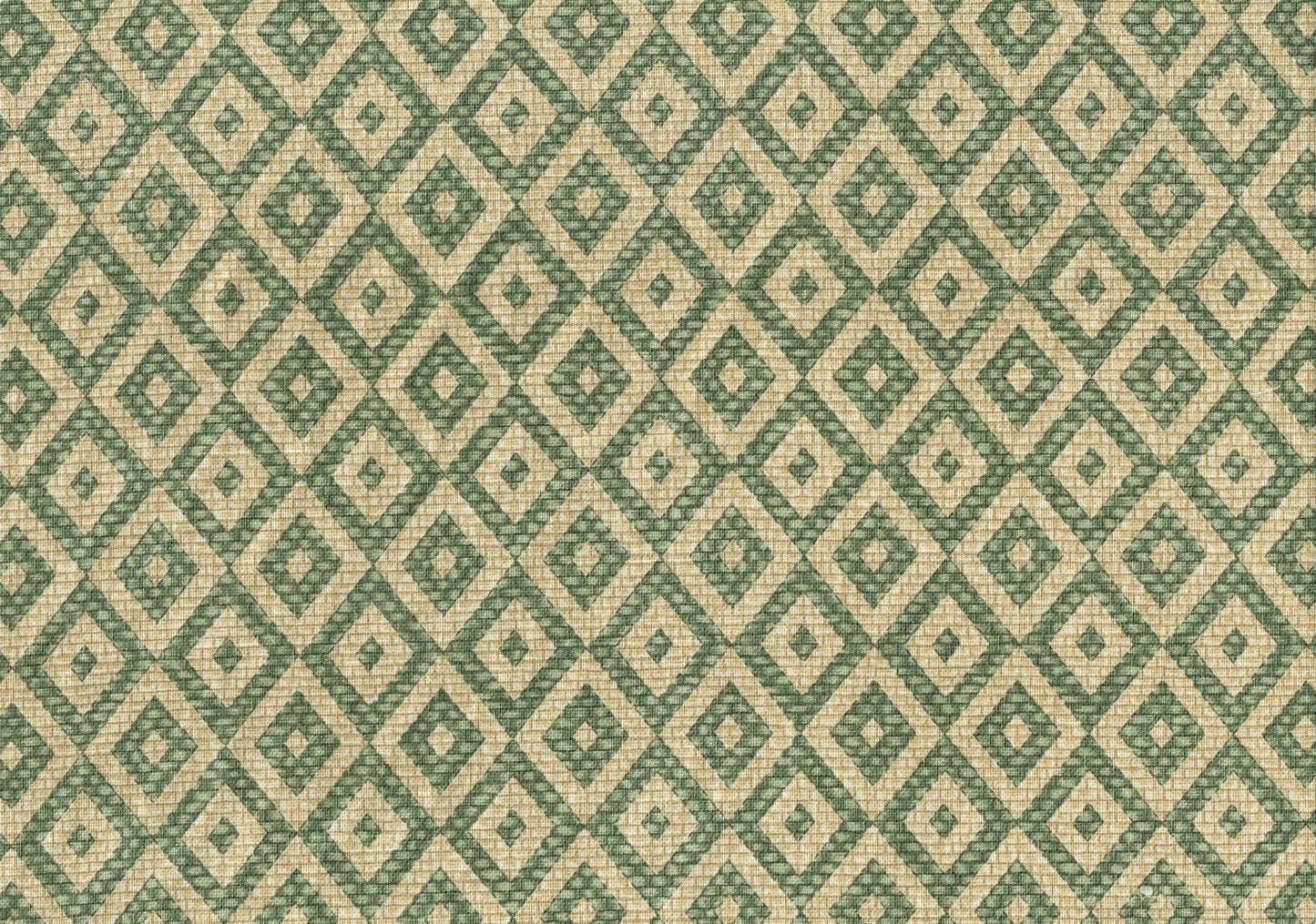 Spectrum Fabric Green Beige Diamonds Cotton Drapery Upholstery