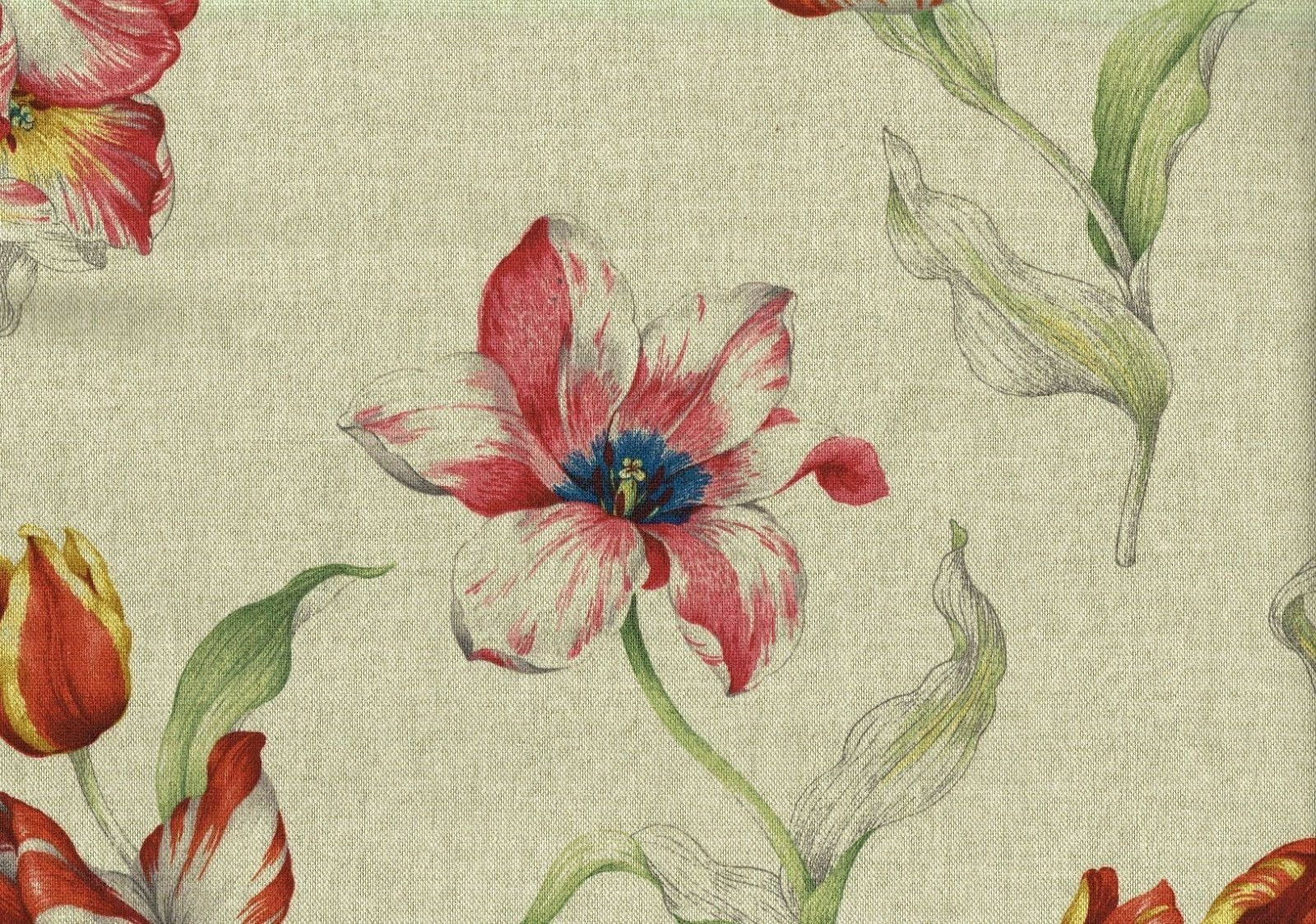 4.75 Yds PKaufmann Fabric Bright Coral Brown Gold Green Drapery Upholstery 