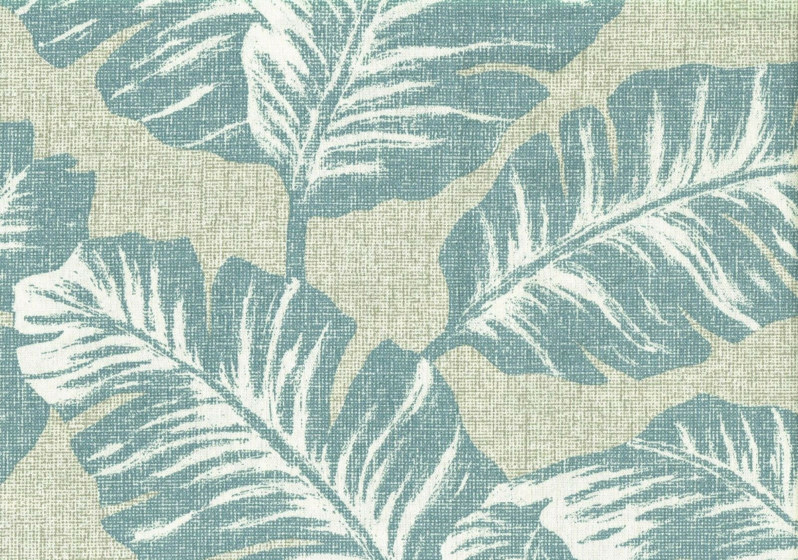 5 Yards  Magnolia Fabric Blue Brown Leaves Cotton  Drapery Upholstery