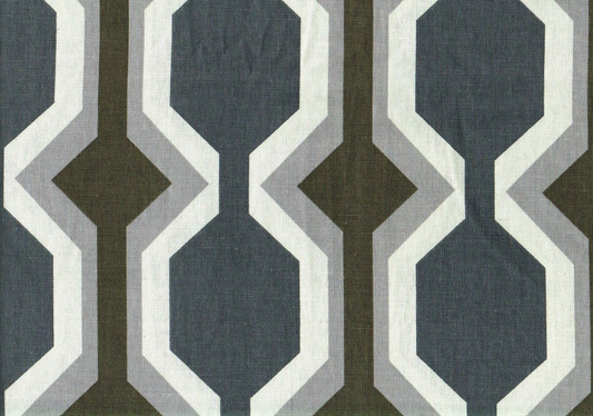5 Yds Robert Allen Fabric Brown Gray White   Cotton Drapery Upholstery