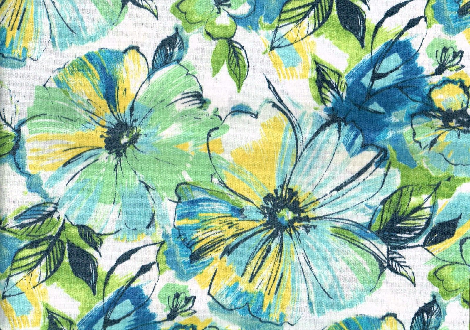5 Yds Mill Creek Fabric  Blue Gold Green  Indoor/Outdoor  Drapery Upholstery
