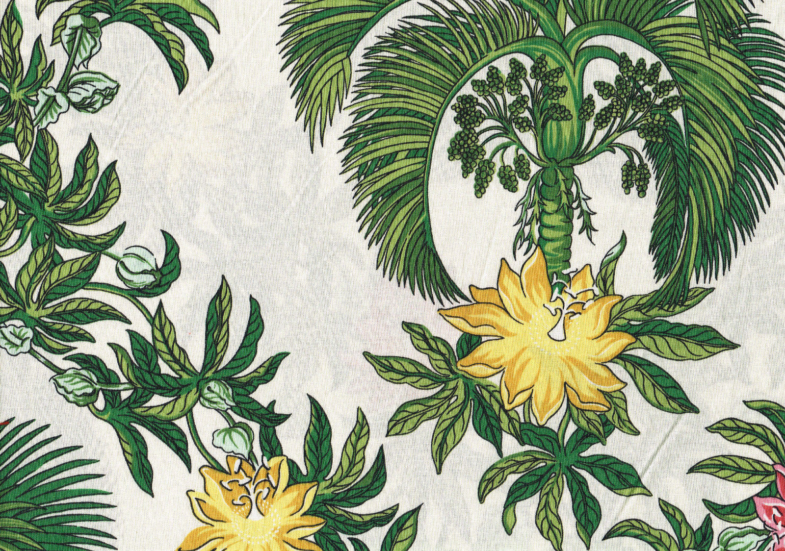Altizer Fabric Caribbean Ecru Green Rose Cotton Drapery Upholstery  