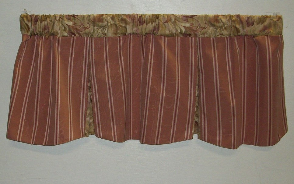 Tent Flap Valance Rose Moire Striped Rose Print Insert Toppers Curtains  