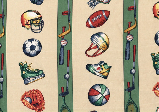 3 Yds  Bloomcraft Football Basketball Soccer Golf Striped  Drapery Upholstery