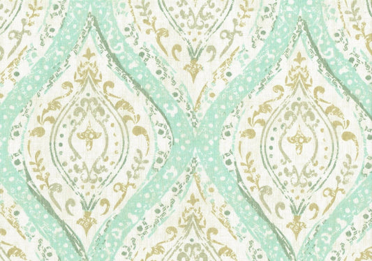 6 Yards   Magnolia Home Fabric Ariana Aqua Tan  Cotton Duck Drapery Upholstery