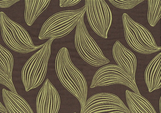 Robert Allen Fabric Bharati Fennel Brown Lime Leaf Print  Drapery  Upholstery 