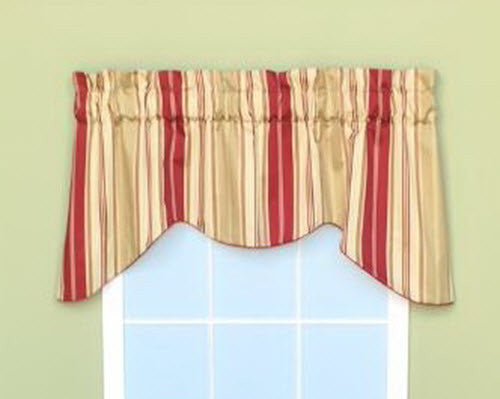 Custom Made  Window Topper Khaki Burgundy Tan  Lined Corded Cotton  Valance 