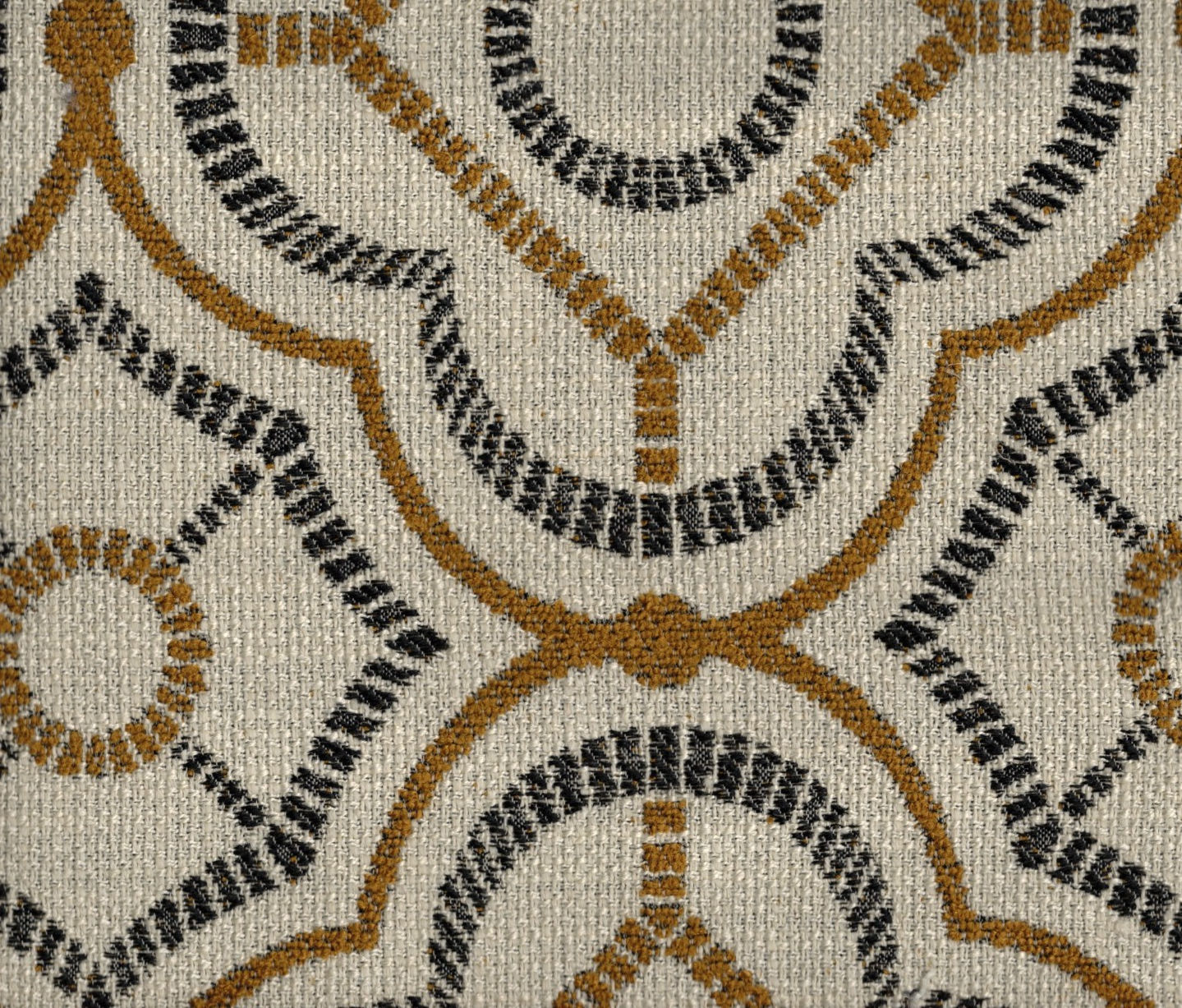 Designer Fabric Beige Navy Gold Geometric  Upholstery