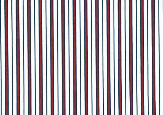 Waverly Fabric Brook Stripe White Burgundy Blue   Cotton Drapery Upholstery 