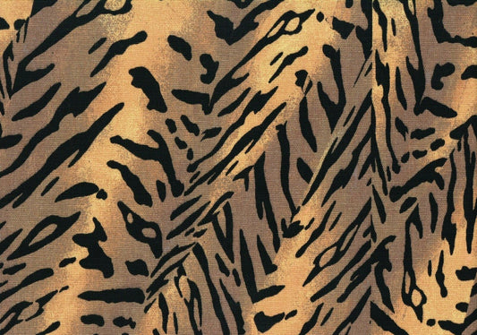 Designer Fabric Brown Black  Gold  Cotton Duck Print  Drapery Upholstery 