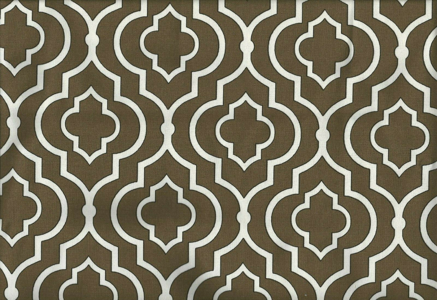 5.75 Yds Designer Fabric Brown White Geometric Print Cotton Drapery Upholstery 
