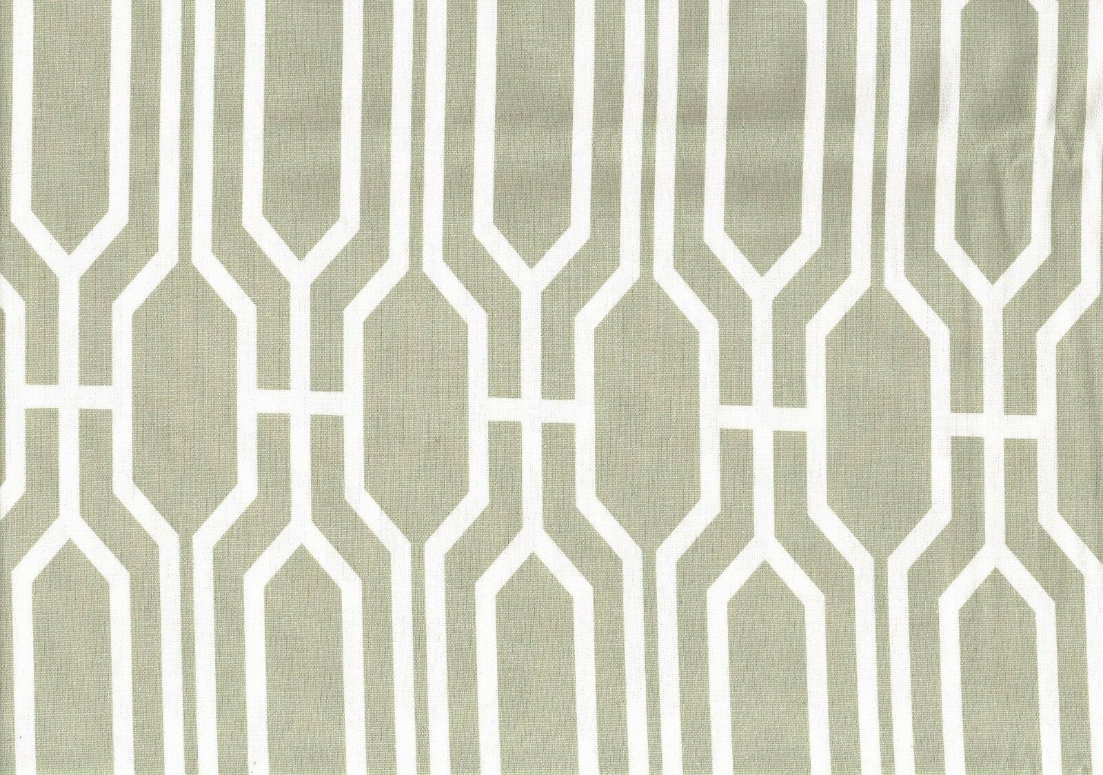 5 Yds Covington Fabric Harland Khaki White Geometric Cotton  Drapery Upholstery 