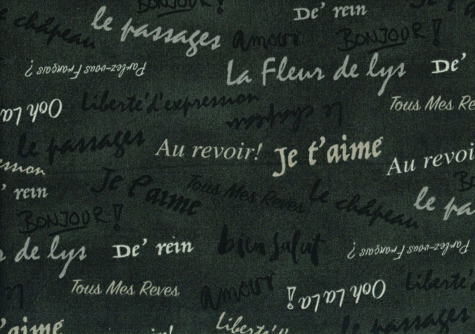 Designer Fabric Black White   Script Cotton Print  Drapery Upholstery 