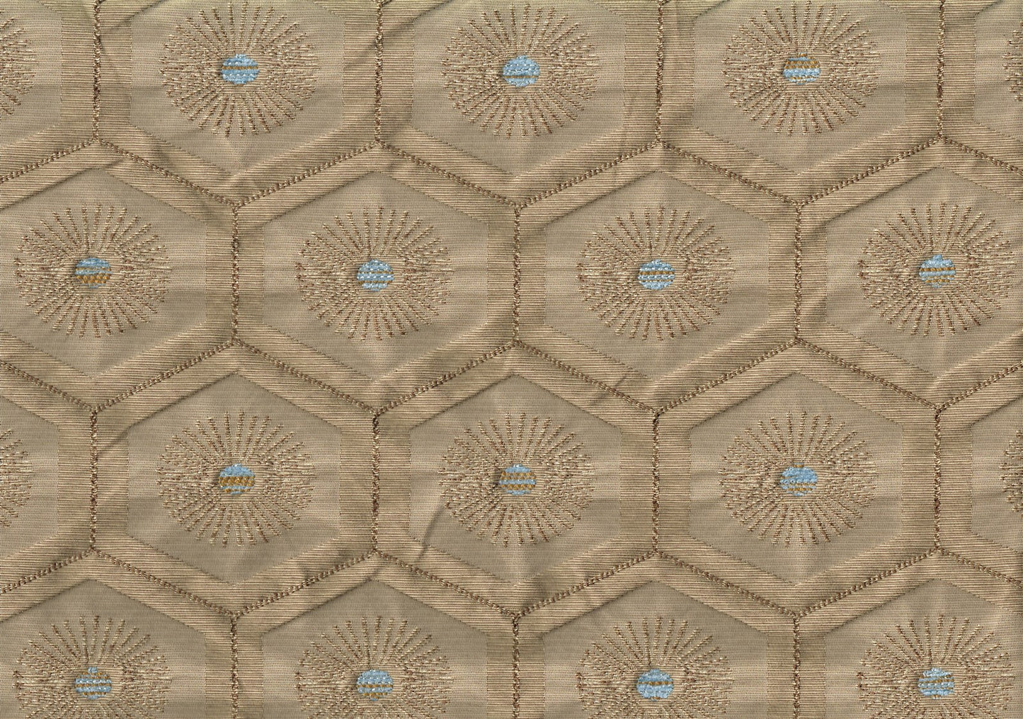 Robert Allen Fabric Ornamental Umber Brown Blue Drapery Upholstery  
